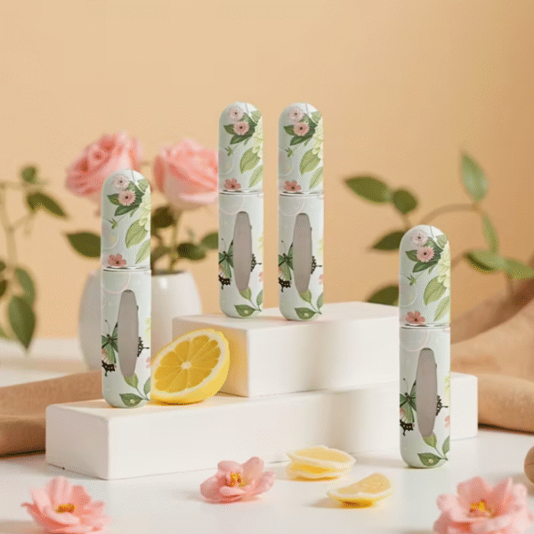 3 pcs Green Floral Refillable Perfume Spray Bottles with Travel Cosmetic Case in 5ml