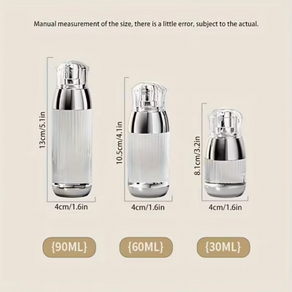 3 pcs Leak Proof Refillable Travel Bottle Set with Golden Accents
