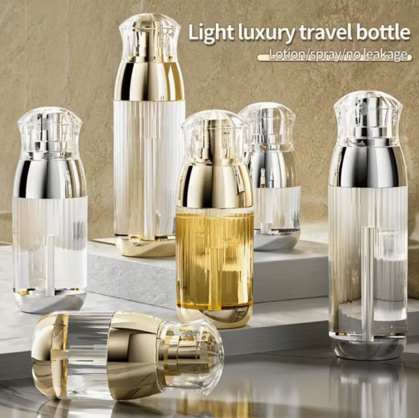 3 pcs Leak Proof Refillable Travel Bottle Set with Golden Accents