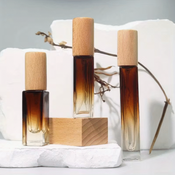 Advanced Square Glass Perfume Spray Bottles with Wooden Caps