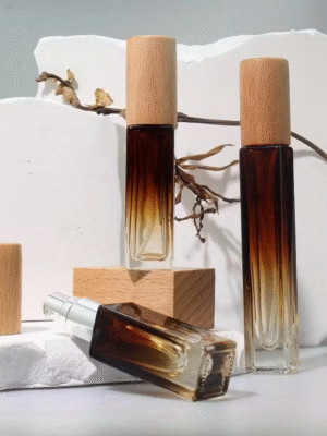 Advanced Square Glass Perfume Spray Bottles with Wooden Caps
