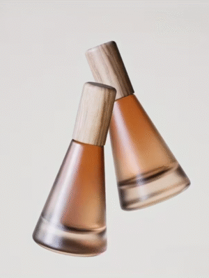 1pc 15ml Brown Wooden Frosted Glass Refillable Perfume Spray Bottle