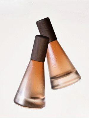 1pc 15ml Dark Brown Wooden Frosted Glass Refillable Perfume Spray Bottle