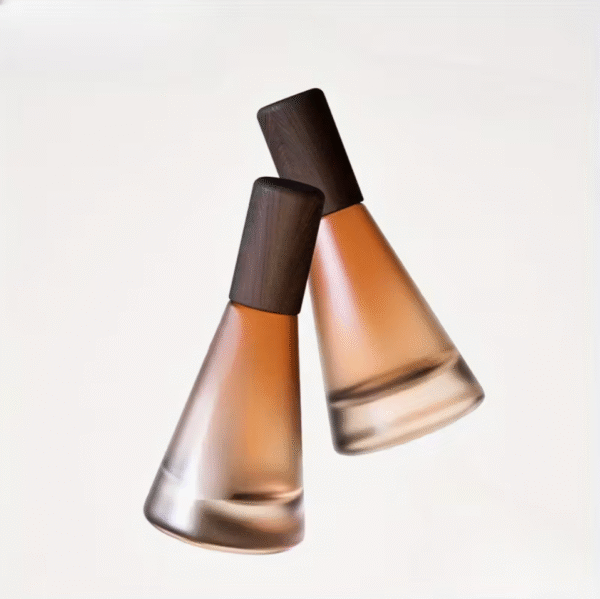 1pc 15ml Dark Brown Wooden Frosted Glass Refillable Perfume Spray Bottle