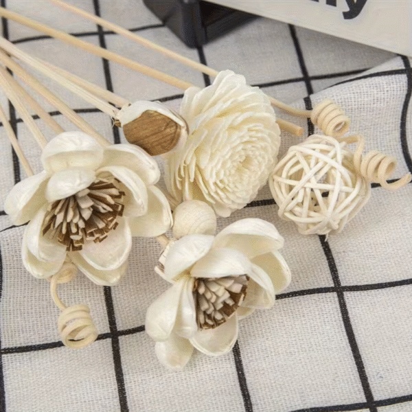 8pcs Lotus Unscented Wicker Diffuser Stick Set