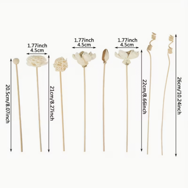 8pcs Lotus Unscented Wicker Diffuser Stick Set