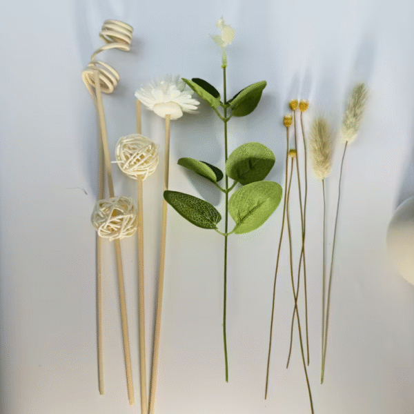 15pcs Rattan Diffuser Set with Lucky Flower Leaves