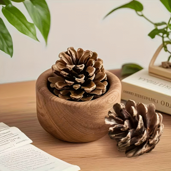 2pcs Sandalwood Essential Oil Diffuser Set with Pinecone Design and Replacement Refills