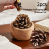 2pcs Sandalwood Essential Oil Diffuser Set with Pinecone Design and Replacement Refills