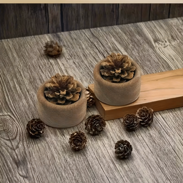 2pcs Sandalwood Essential Oil Diffuser Set with Pinecone Design and Replacement Refills