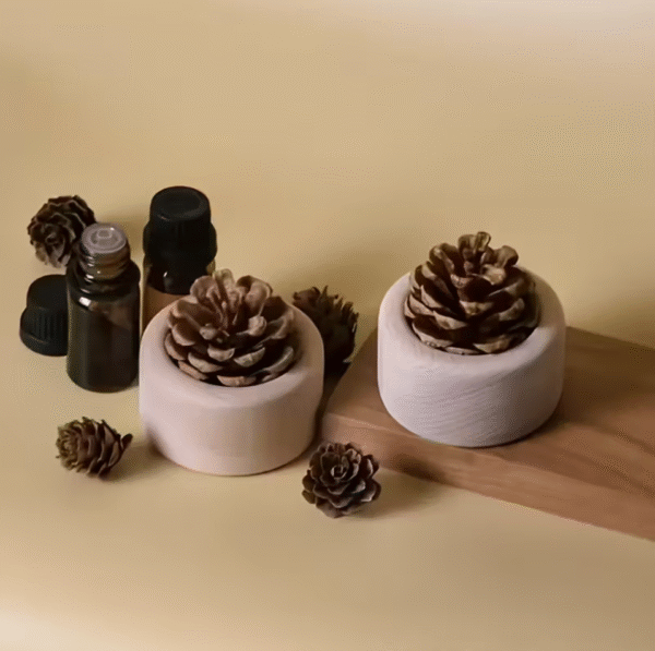 2pcs Sandalwood Essential Oil Diffuser Set with Pinecone Design and Replacement Refills