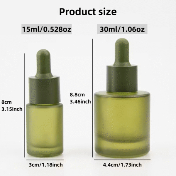 2pcs 30ml Matte Green Glass Dropper Bottles