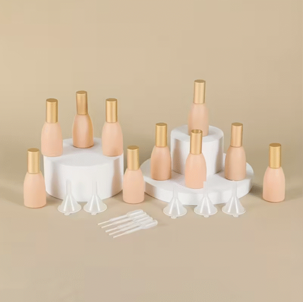 10 pcs 12ml Pink Essential Oil Roller Bottles with Golden Caps
