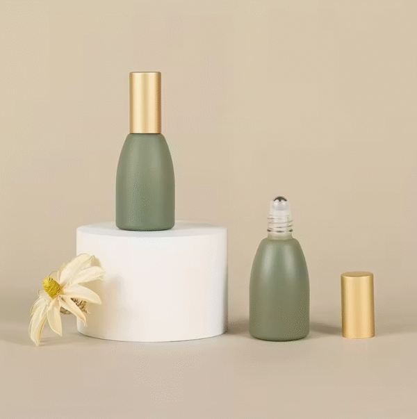 10 pcs 12ml Green Essential Oil Roller Bottles with Golden Caps