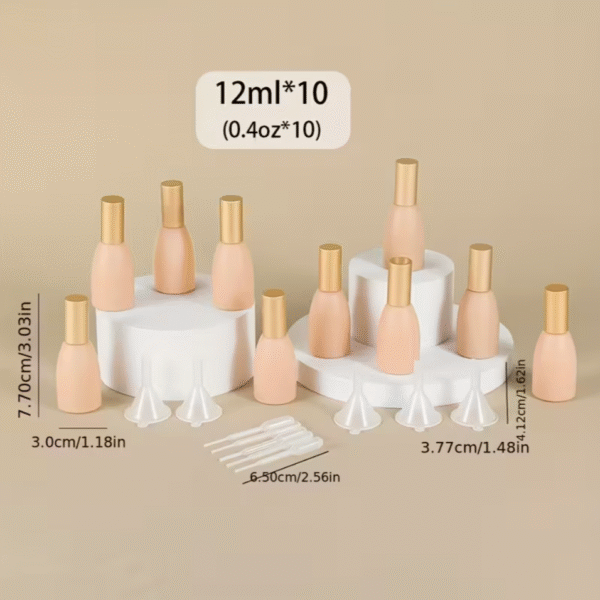 10 pcs 12ml Green Essential Oil Roller Bottles with Golden Caps