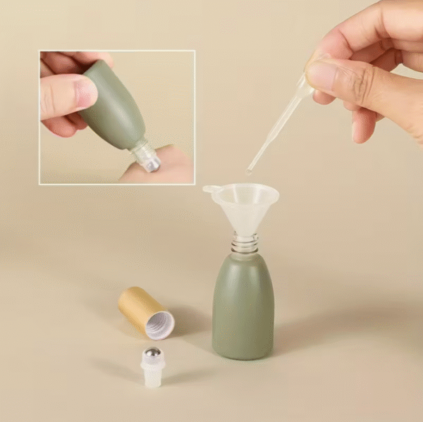 10 pcs 12ml Green Essential Oil Roller Bottles with Golden Caps