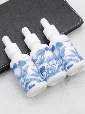 4pcs 30ml Blue and White Ceramic Printed Glass Dropper Bottles