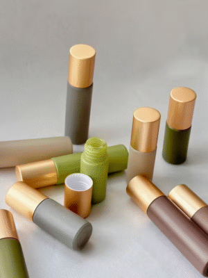 10pcs 5ml/10ml Beige-to-Green Gradient Glass Roller Bottles