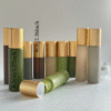 10pcs 5ml/10ml Beige-to-Green Gradient Glass Roller Bottles