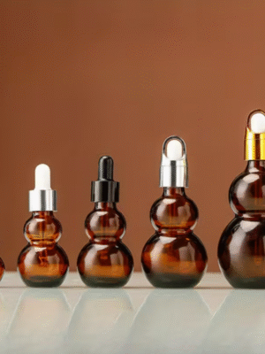 10pcs Brown Amber Double Gourd Glass Dropper Bottles