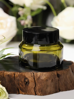 4pcs 50ml Green Glass Cosmetic Jars with Black Lids