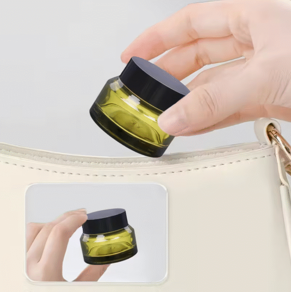 4pcs 50ml Green Glass Cosmetic Jars with Black Lids