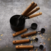 8 pcs Stainless Steel Measuring Spoons and Cups Set with Wooden Handles