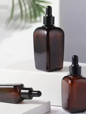 3pcs 100ml Amber Glass Dropper Bottles with Black Caps